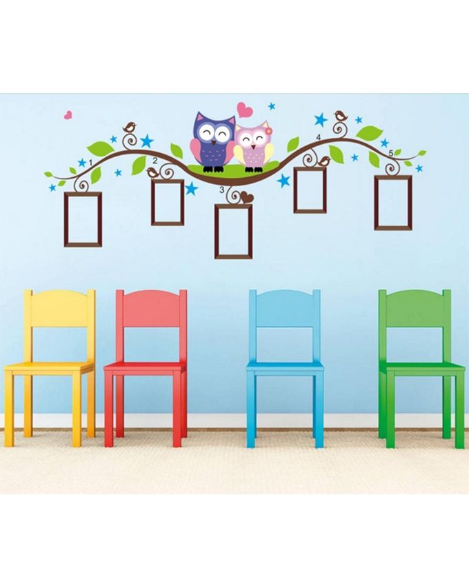 owls-photo-frame-wall-stickers-multicolour