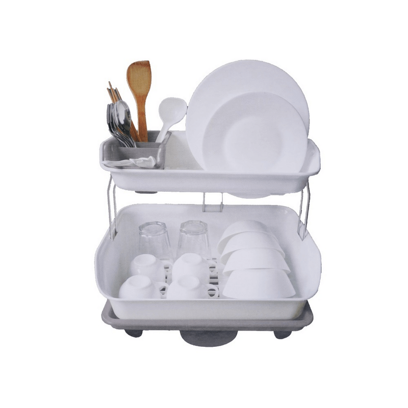 double-tier-dish-drying-rack-with-rotatable-drainer-tray