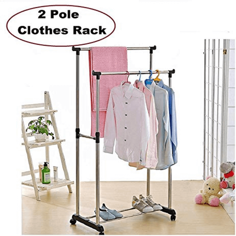 stainless-steel-double-pole-cloth-hanging-rack-with-shoe-stand-l