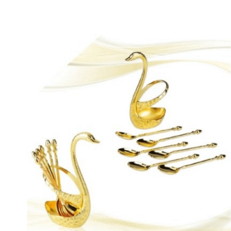 artistically-crafted-gold-swan-table-spoon-set