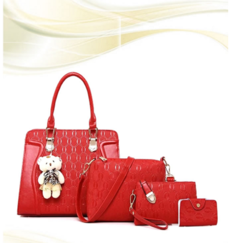 bright-red-leather-had-bag-4pcs-set