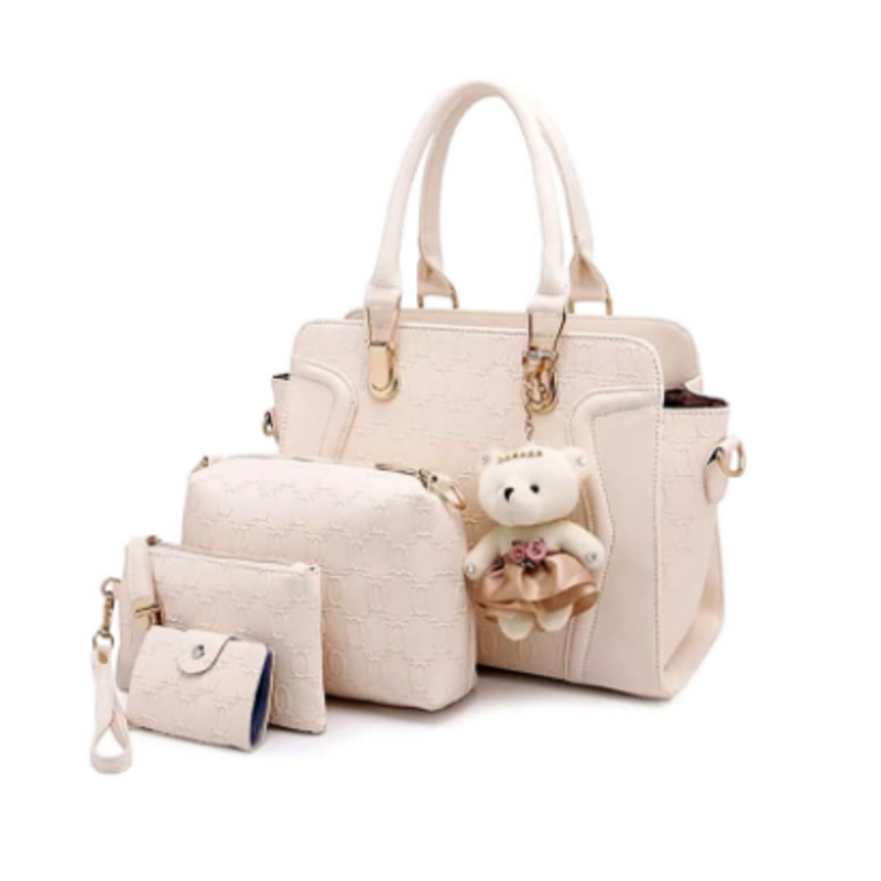 cream-white-leather-hand-bag-4pcs-set