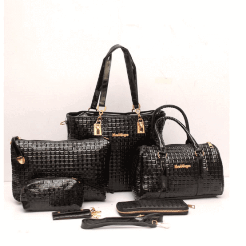 groovy-black-leather-6pcs-handbag-set-a4274