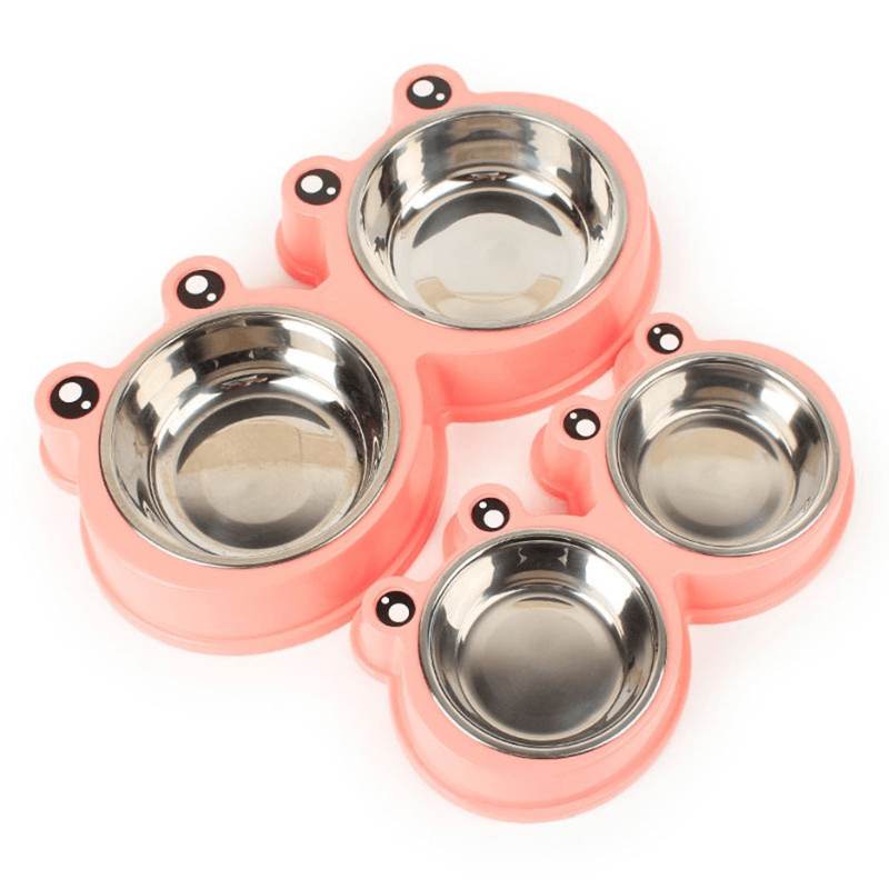 frog-designed-resin-stainless-steel-pet-bowl