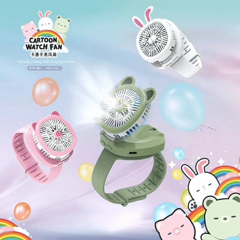 cartoon-watch-portable-mini-fan-with-usb-rechargeable-cooling-fa
