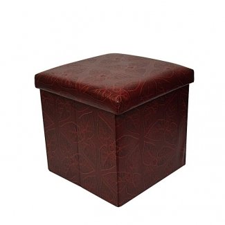 Folding Storage Ottoman Foot Rest & Stool - Maroon