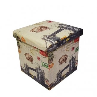 Folding Storage Ottoman Foot Rest & Stool - London Bridge