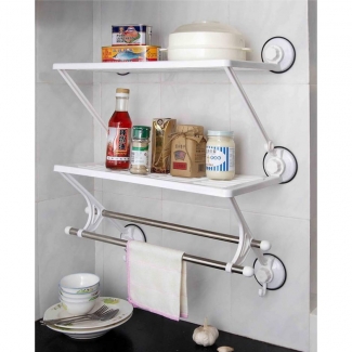 Double Layer Double Rods Shelf Magic Suction Cup