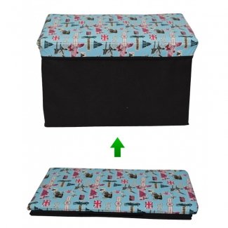 Foldable Storage Stool Seat Suede Cube Ottoman Bench