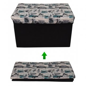 Foldable Storage Stool Seat Suede Cube Ottoman Bench-blue