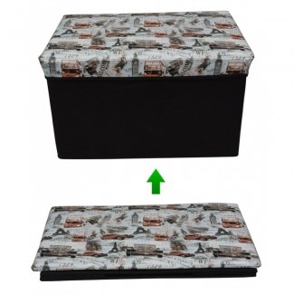 Foldable Storage Stool Seat Suede Cube Ottoman Bench-orange