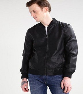 Men's Slim Fit Pu Black Leather Jacket A4