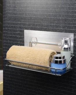 Chromed Metal Removable Storage Rack With Magic Sticker