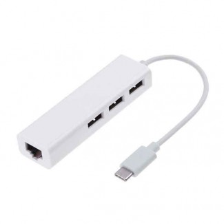 Type-C USB 3.1 to 3 Port USB 2.0 100M RJ45 Ethernet Lan Hub