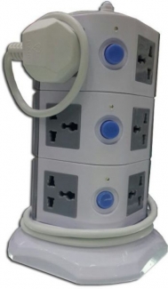 Power Strip Multi Switch Vertical Socket Outlet + 2 USB Port