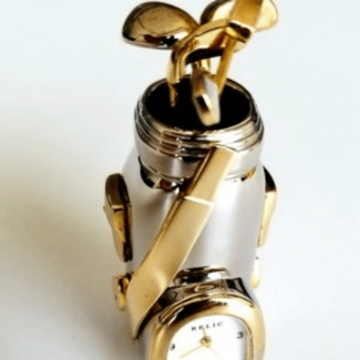 Fossil Brand Antique Golf bag Clock - Metal Black