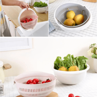 Kitchen Double Drain Basket Bowl