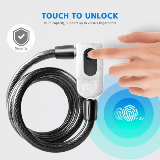 Smart Bike Bicycle USB Fingerprint Lock Cable