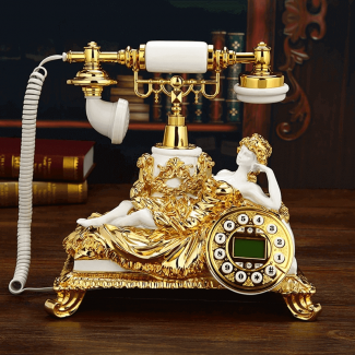 Vintage Golden Landline Corded Retro Telephone