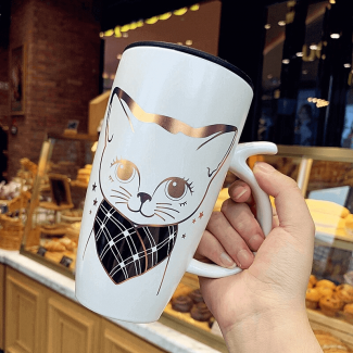 640ml Large Handmade Cat Ceramic Mug