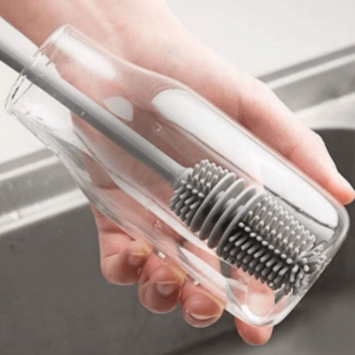 Silicone Glass Cleaning Brush with Long Handle