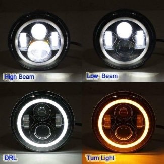 7″ inch 4 Projector Neon LED Headlight DRL Angel Eyes