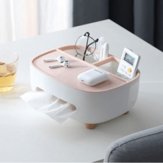 Multifunctional Tissue Box Cover Holder with Storage Container