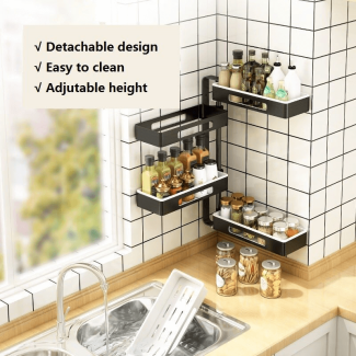 3 Tier Wall Mounted Rotating Spice Rack