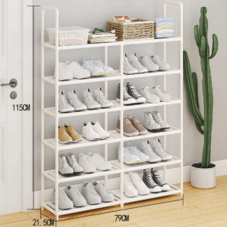Metal Double Row Shoe Rack - 6 Layer