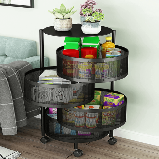 4 Layer Rotating Round Kitchen Storage Trolley