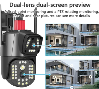 PTZ Wifi Outdoor Wireless Dual Lens IP Camera 2Mp+2Mp 4Mp Night Vision