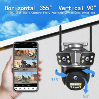 PTZ three-Lens outdoor Waterproof Wireless Surveillance Camera